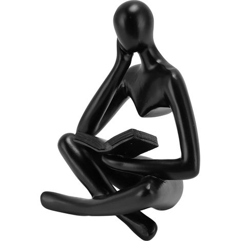 Resin Thinker Reading Statue, Seated Figurine, Abstract Art, Office Decoration, Living Room Cabinet Decoration, Compact Size, Unfinished (1/5)