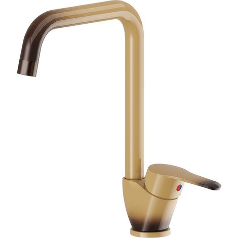 Grifo monomando para fregadero de cocina en latón, color tierra, fabricado en Francia Tecom TLVA120TF tierra de francia (1/3)