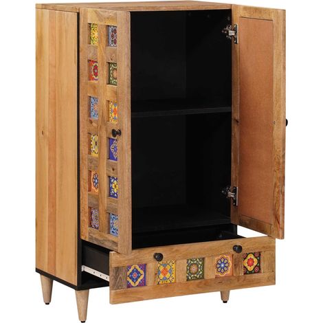 Haut Armoire Naturel 60 x 33,5 x 100 cm Bois de mangue massif