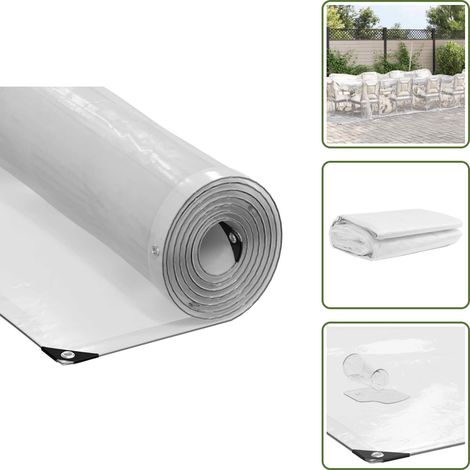 The Living Store Bâche transparente avec œillets 3x10 m polyéthylène - Protection extérieure (1/5)