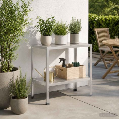 vidaXL Tavolo da rinvaso 60 x 50 x 80 cm Acciaio Inox Argento