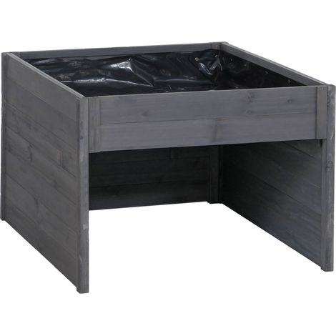 Garage pour robot tondeuse avec bac à plantes HWC-Q17 bois certifié FSCé 50x70x80 cm - gris-anthraci