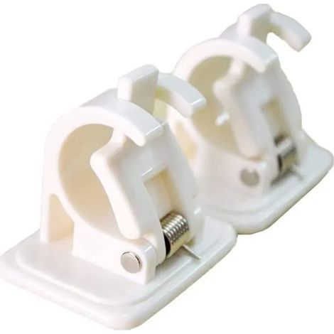 Lot de 2 Supports de Fixation pour Tringles à Rideaux Crochets Autoadhésifs en Plastique Barre Transversale Cintre Supports (1/4)