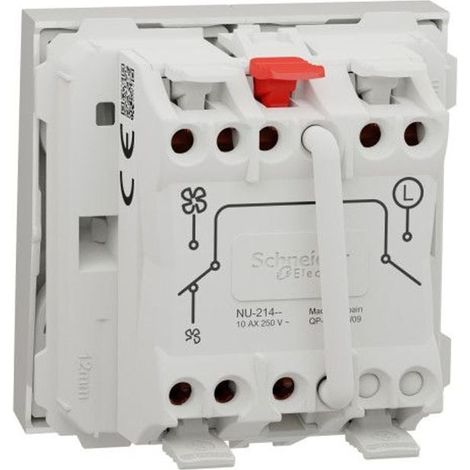 Comando VMC Unica ON/OFF 2 velocità 10A 2 moduli Bianco solo meccanismo - NU321418