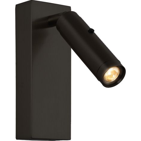 Applique Murale Liseuse LED 3W avec Interrupteur Noir Mat ZAMBELIS H68-B - Blanc chaud - 3000K