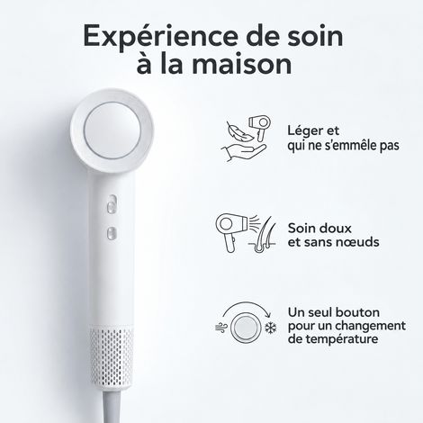 Sèche-cheveux haute vitesse 1600W ionique et température constante Blanc brume réf 0853 35 × 15 × 10 cm 1 kg – Livraison gratuite