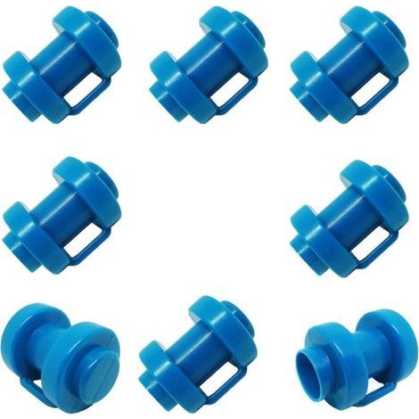 Set di 8 tappi terminali per pali di rete da trampolino Ø 25 mm, particolarmente robusti e resistenti agli agenti atmosferici, ricambio per rete di sicurezza (blu) (1/4)