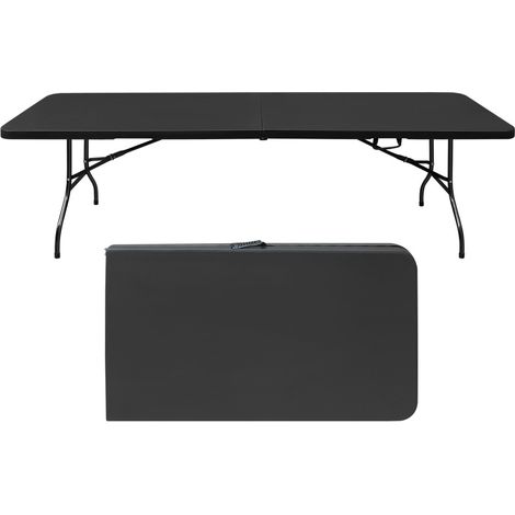 Table de camping pliable robuste-portable poignée-multifonctions intérieur/extérieur-charge 135 kg-Noir-244x76x73.6(cm) (1/5)