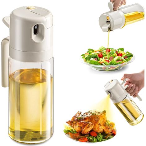 Air Fryer Kitchen Oil Spray 550 ml, Glass Kitchen Oil Sprayer, Olive Oil Spray (Beige) (1/5)