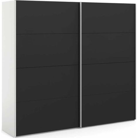 Dmora - Guardaroba 2 ante Kauri, Mobile camera da letto, Cabina armadio portabiti, Armadio appendiabiti, 243x61 h220 cm, Bianco e Nero