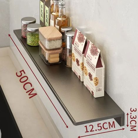 (50 cm) Étagère de rangement de cuisine en alliage d'aluminium spatial, boîte à épices, rangement pour épices, épaisseur, non perforée, fixation murale (1/5)