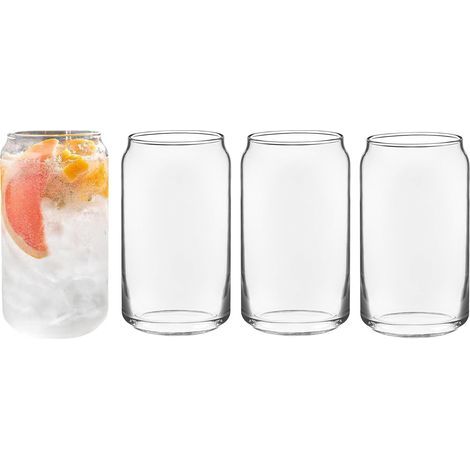 Verre En Forme De Canette - 16 Oz - Verre À Boisson Transparent Sans Plomb - Pour Soda Bière Cocktail - Lot De 4 (1/5)