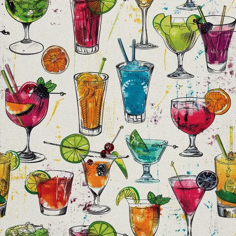 TISSUS DÉCORATIFS D'EXTÉRIEUR OXFORD - Motif Cocktail DX8670 (1/5)