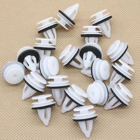 Lot de 10 clips de fixation à vis pour Jaguar XR849718, en nylon blanc. (1/2)