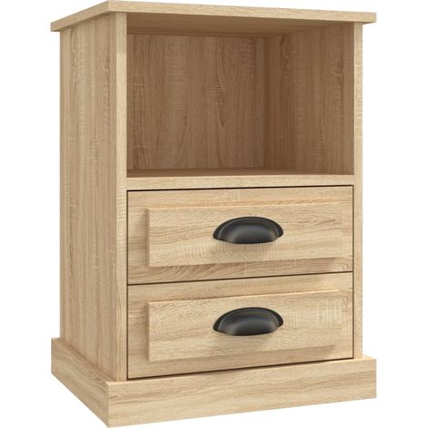 Comodino in stile rustico con cassetti 43 x 36 x 60 cm in legno ingegnerizzato color rovere DEC033877