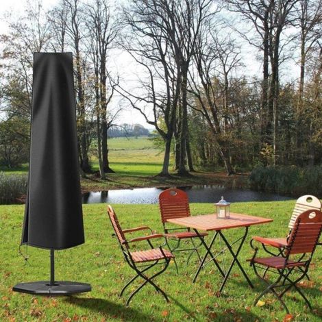 Housse de parasol avec mat - grand parasol déporté - protection pour parasol rond et carré de 3 à 4 m, en Oxford 210D, résistante au (1/4)