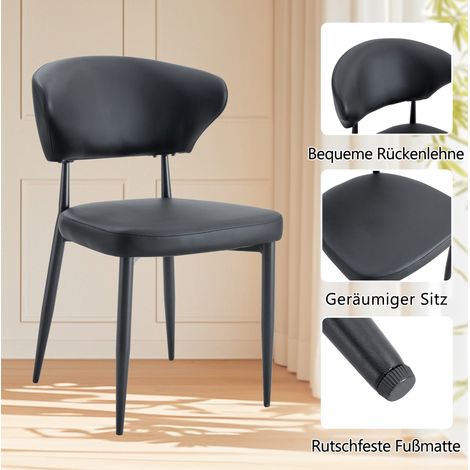 Ensemble table ronde 100 cm avec 2 fauteuils noirs en PU au dossier courbé ergonomique (1/5)