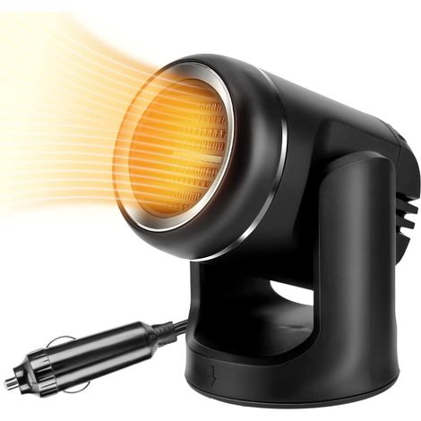 Chauffage soufflant pour voiture, chauffage et ventilateur 2 en 1, dégivreur portable pour voiture, chauffage électrique rapide avec base rotative à 360° (1/5)