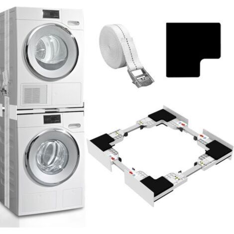 Supporto universale per lavatrice/asciugatrice, con cavo a cricchetto bianco, 46-66 cm [Classe energetica D]