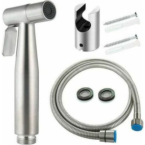 Kit de bidé para inodoro con cabezal de ducha - Rociador de bidé de mano - Cabezal de ducha para inodoro con manguera + Soporte de acero inoxidable + 2 juntas (1/5)