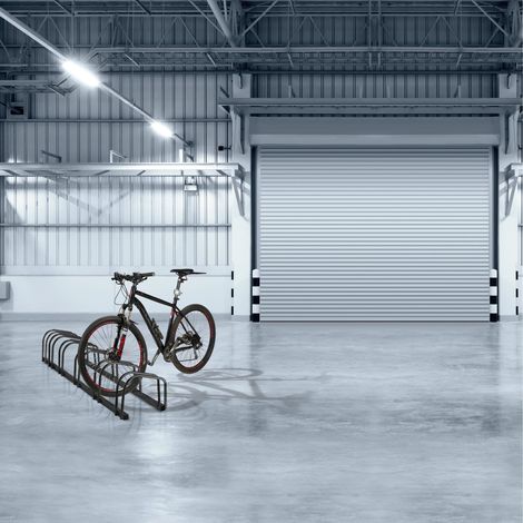 Relaxdays Fahrradstnder Boden, fr 6 Rder, bis 60 mm Reifenbreite,  Metall, Garage, Fahrrad-Aufstellstnder, schwarz
