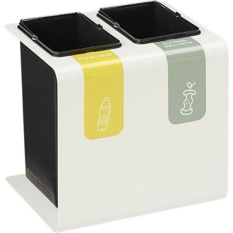 Corbeille de tri sélectif Tribu - au choix - 2 x 15l - blanc signalisation - RAL 9016 (1/4)