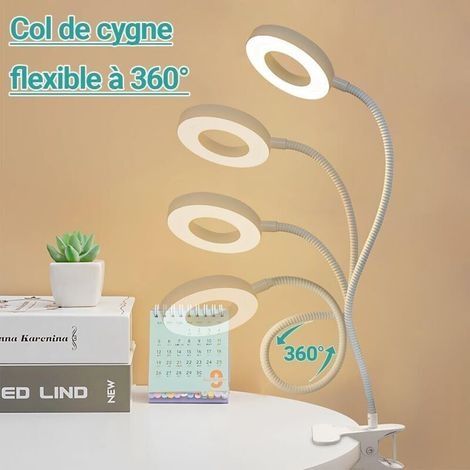 Diese Klemm-Schreibtischlampe bietet 3 Beleuchtungsmodi und 10 Helligkeitsstufen und ist ideal zum Lesen und Arbeiten. Sie wird mit einem USB-Ladegerät und einem Ständer geliefert. (1/3)