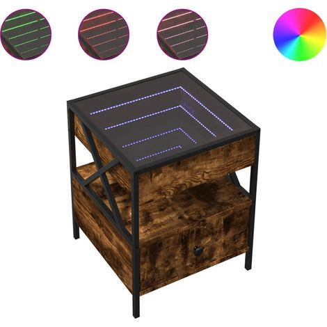 Maison Exclusive - Nachttisch mit Infinity-LED Räuchereiche 40x40