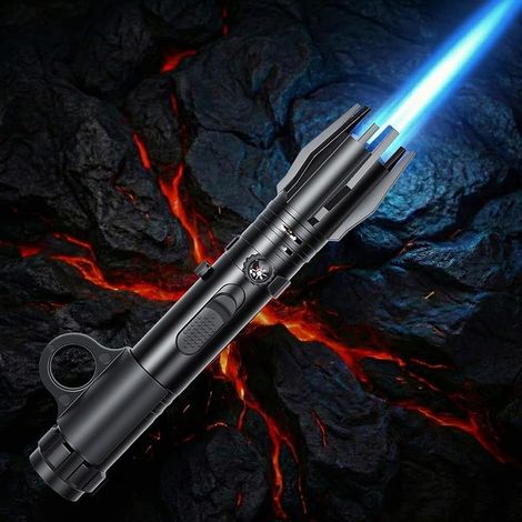 Briquet Tempête à Flamme Jet Réglable, Mini Chalumeau Gaz Rechargeable, Briquet Tempete pour Bougie, Cheminée et Barbecue, Design Antivent, Vendu sans Gaz (Noir) (1/5)