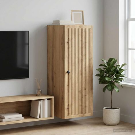 Armoire murale 2 étagères en bois d’ingénierie chêne artisanal 33 x 34,5 x 90 cm, 15.4kg - PANGIVO (1/5)