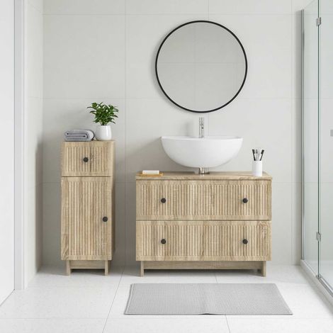 vidaXL 2 Piece Bathroom Cabinet Set EDE Sonoma Oak Engineered Wood (1/5)