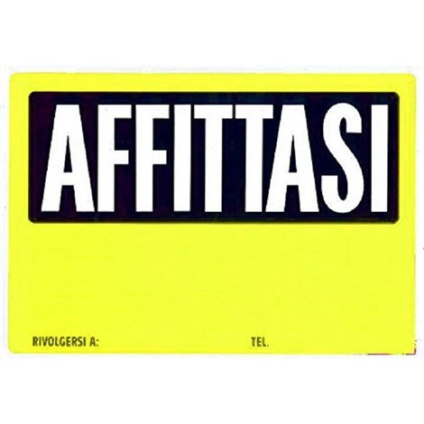 TrAdE Shop Traesio - Cartello Affittasi Plastificato Con Scritta 30 X 20 Cm Segnaletico -