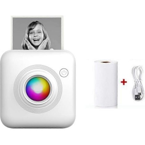 Mini imprimante d'étiquettes de poche, imprimante thermique Bluetooth sans fil et sans encre, peut imprimer des cartes d'embarquement, des notes, des photos, etc., conception portable. (1/5)