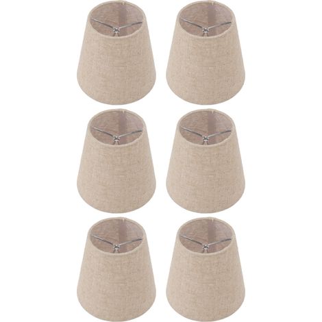 Lot de 6 petits abat-jour à pince en lin pour ampoules à bougie, accessoires d'éclairage (1/5)
