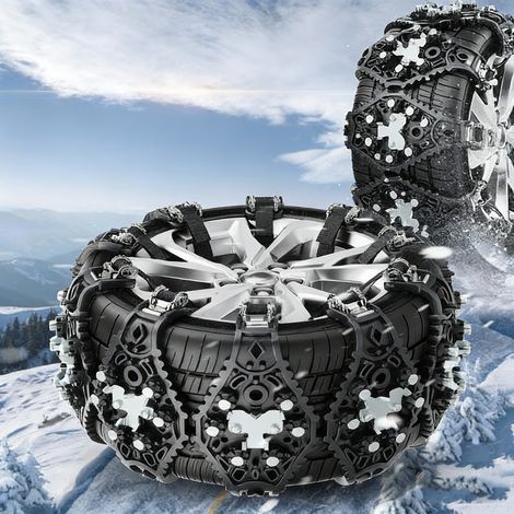 Chaîne Anti-Dérapante Voiture (8 Pièces) noir : Structure Griffon d’Aigle, Acier Résistant, Anti-Glace pour Neige/Givre (165-275 Pneus) (1/5)