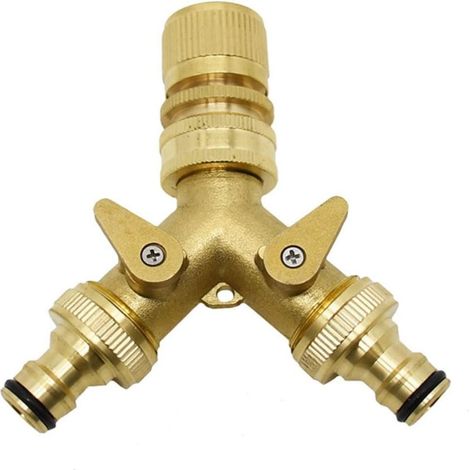 Raccord en Y pour tuyau d'arrosage en laiton à 2 voies, raccords en laiton 3/4", adaptateur pour tuyau d'arrosage en laiton, lot de 1