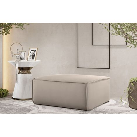Polsterhocker Designerhocker CELES PREMIUM 105x105 cm Stoff Opera Velvet Sand (1/3)