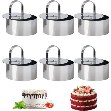Cercle à pâtisserie - Inox - Lot de 6 - Avec couvercles - Facile à nettoyer - Résistant (1/4)
