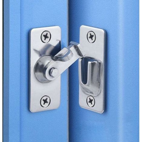 Coffret de forets pour perceuse Serrure de porte en acier inoxydable à angle droit à 90 degrés, utilisée pour les cltures en bois, les portes et fenêtres, les portes coulissantes (silver 2) (1/4)