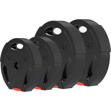 Disques poids noir – 2x5kg + 2x2,5kg, trois poignées, Ø25 mm