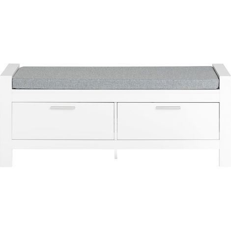 SoBuy Cassapanca Bianca Contenitore Panca camere da Letto Seduta con Cuscino 2 cassetti con Guide Bianco L100P40A40cm FSR74-W (1/5)