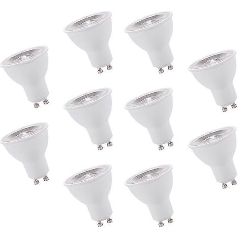 Lot de 10 spots LED GU10 7W 500 lumens 220V pour éclairage intérieur blanc