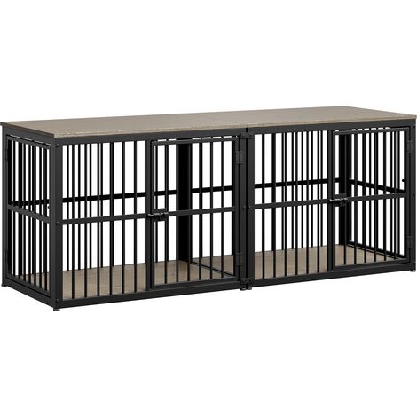 Mueble jaula para perro modular con 3 puertas, 2 en 1, gris 84 x 56 x 66 cm (1/5)