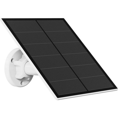 Panneau Solaire 5W Pour Caméra de Sécurité, Panneau Solaire Pour Caméra Extérieure DC 5V à Batterie Rechargeable, Panneaux Solaires avec Port Micro USB et USBC, Support de Sécurité Ajustable (1/5)