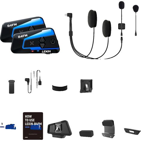 Intercomunicador para motocicleta, Bluetooth 5.0, función para compartir música, paquete doble (2 unidades) (1/2)