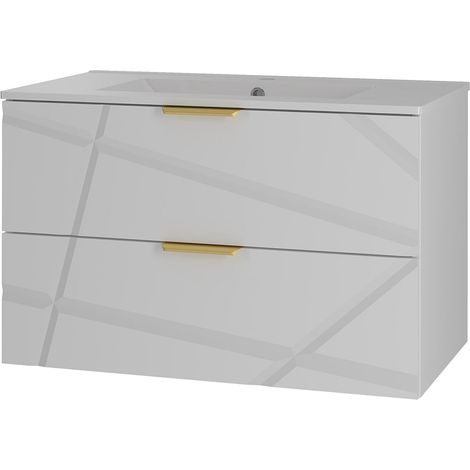 Mueble lavabo individual encastrado 80cm Aurora Blanco (1/4)