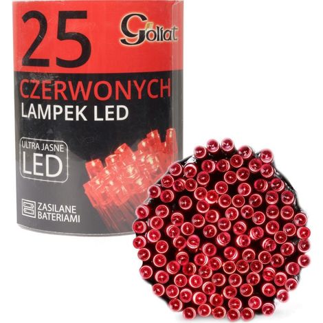Luci per albero di Natale, 25 LED, a batteria, rosse (1/4)