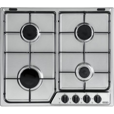 De longhi piano cottura a gas yaf46, 60 cm, 4 fuochi, griglie smaltate, acciaio inox (1/2)