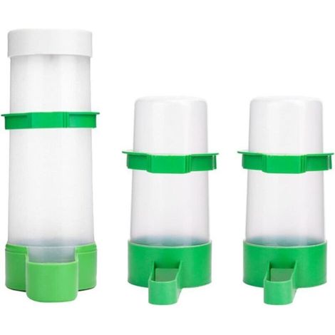 Bouteilles d'eau + 1 mangeoire pour perruches (2 bouteilles de 90 ml + 1 mangeoire de 150 ml) (1/4)