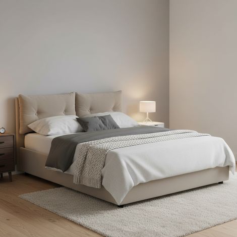 Talamo Italia Letto piazza e mezza Noemi, Letto contenitore con rivestimento in ecopelle, 100% Made in Italy, Apertura frontale, adatto per materasso Cm 120x190, Tortora, con imballo rinforzato (1/5)